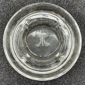 Vintage Hilton Hotels 4.75" Round Clear Glass 4 Slot Cigarette Cigar Ashtray